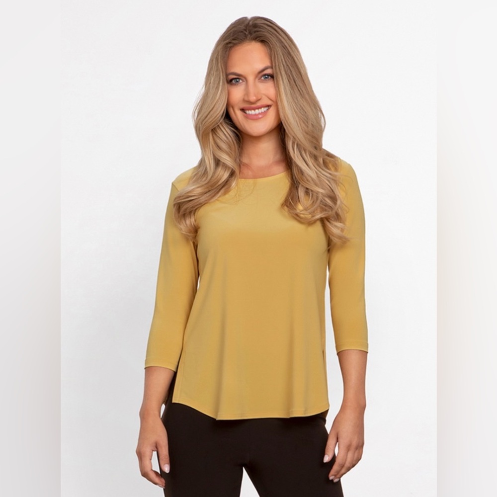 NWOT Sympli Go To Classic 3/4 Sleeve Pullover Yellow/Gold size 16